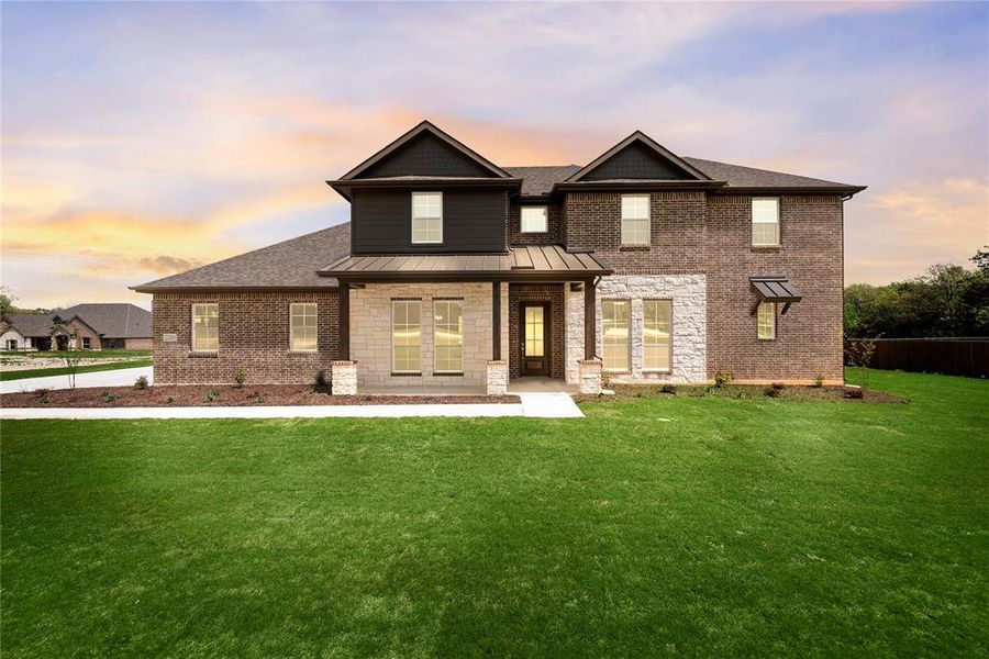 Front exterior of a new home in Crystal Springs Estates, Alvarado, TX, highlighting curb appeal (Image 26).