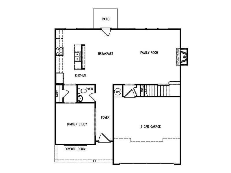 2D floor plan layout for the The Windhurst by My Home Communities in Westlyn, Winder, GA (Image 3).