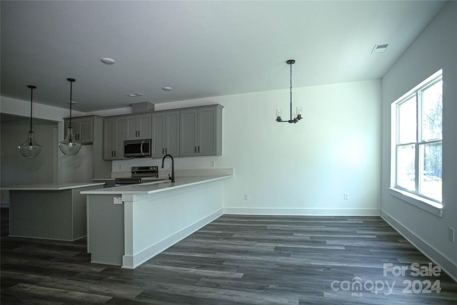 Dining room and kitchen