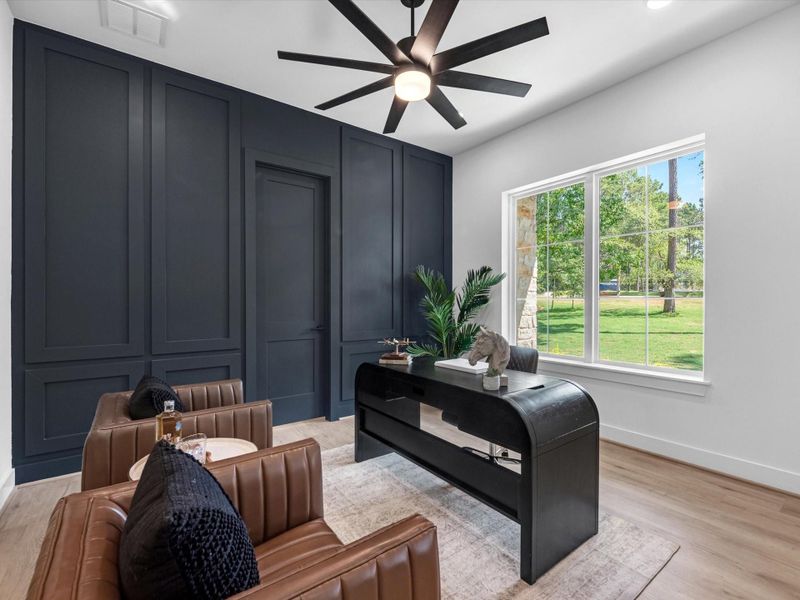 Large home office with its own bathroom