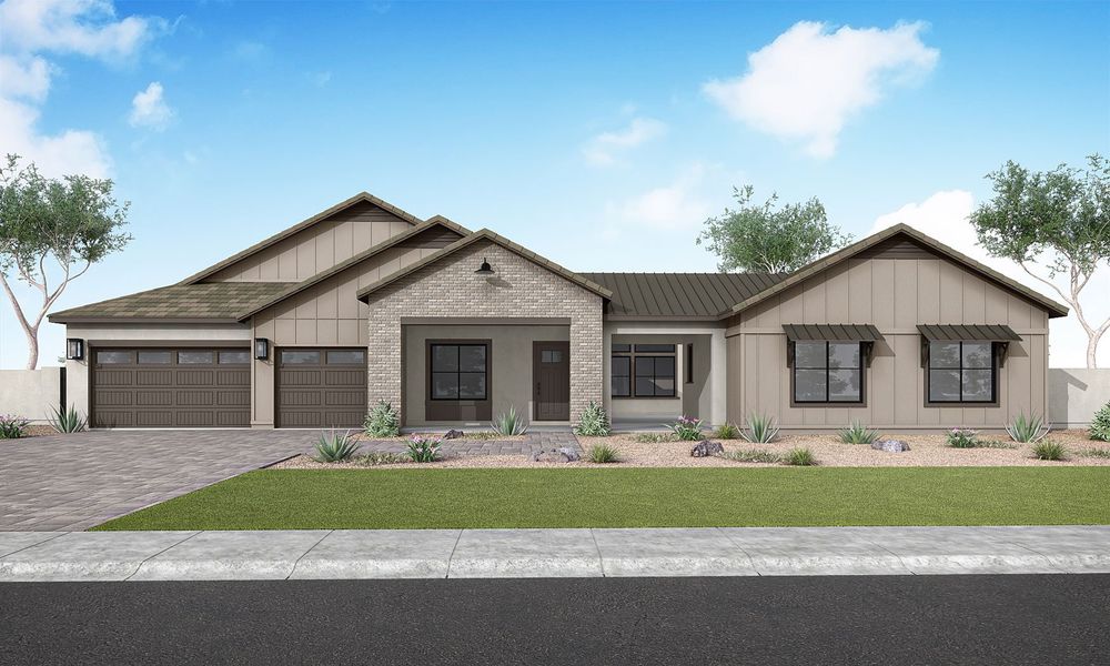 Representative exterior photo of a completed home built from the Calida Plan 9002 by Tri Pointe Homes in Emberly, Queen Creek, AZ (Image 5).