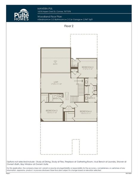 2D floor plan layout of this home in Mavera, Conroe, TX (Image 3).