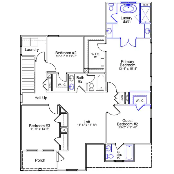 2D floor plan layout of this home in Fieldstone, Lexington, NC (Image 3).