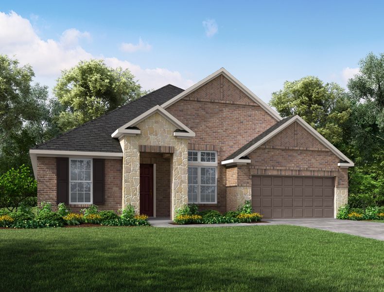 Representative exterior photo of a completed home built from the Wimberley by Beazer Homes in Amira: Hilltop Collection, Tomball, TX (Image 11). Representative exterior photo of a completed home built from the Wimberley by Beazer Homes in Amira: Hilltop Collection, Tomball, TX (Image 11).