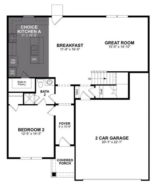2D floor plan layout of this home in The Groves of Berkeley, Moncks Corner, SC (Image 3).