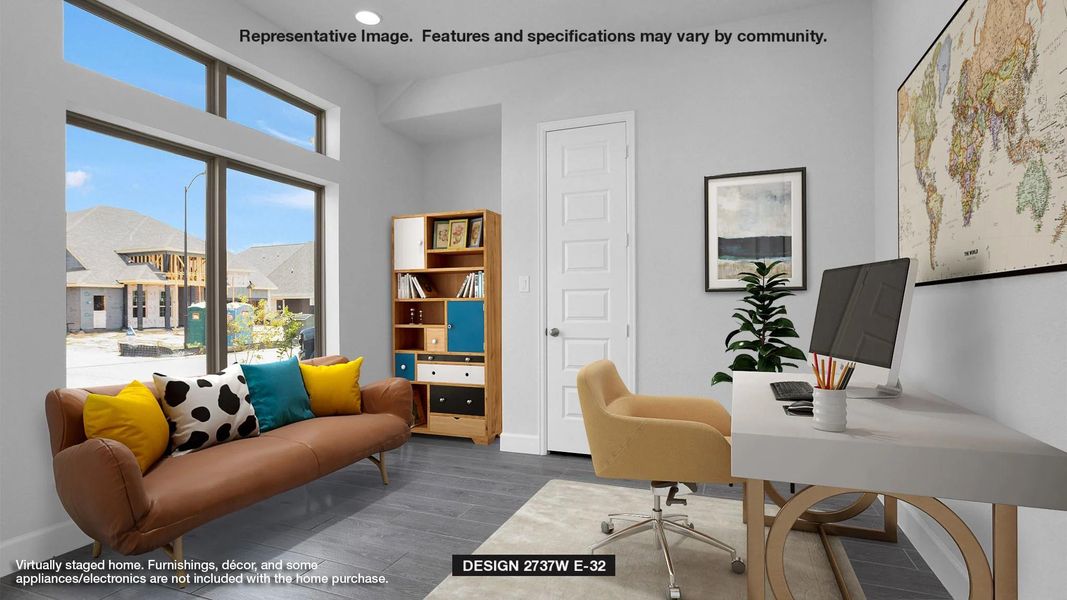 Office area featuring baseboards and wood finished floors