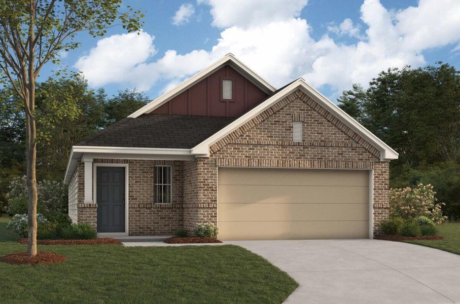 Front exterior of a new home in Lone Star Landing, Montgomery, TX, highlighting curb appeal (Image 18).