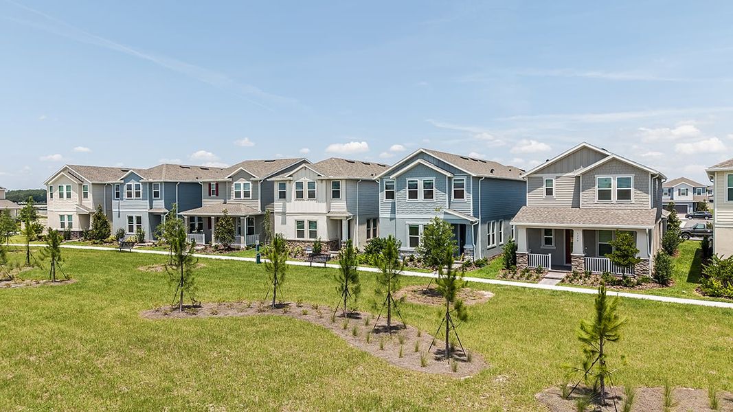 Front exterior of a new home in Center Lake Ranch Community Group Page, St. Cloud, FL, highlighting curb appeal (Image 19).