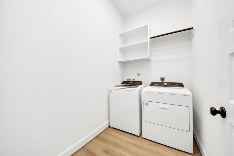 Spacious utility room with extra storage space with brand new washer and dryer included Spacious utility room with extra storage space with brand new washer and dryer included