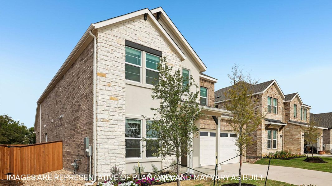 Front exterior of a new home in The Enclave at Bar W Ranch, Leander, TX, highlighting curb appeal (Image 25). Front exterior of a new home in The Enclave at Bar W Ranch, Leander, TX, highlighting curb appeal (Image 25).