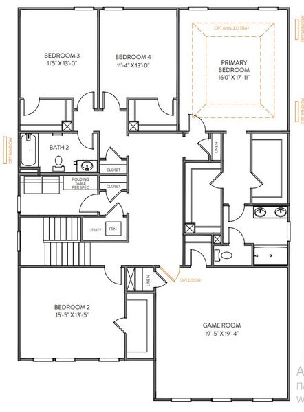 2D floor plan layout for the TA4000 by True Homes in Edgewater - Lakeview Point, Lancaster, SC (Image 4).