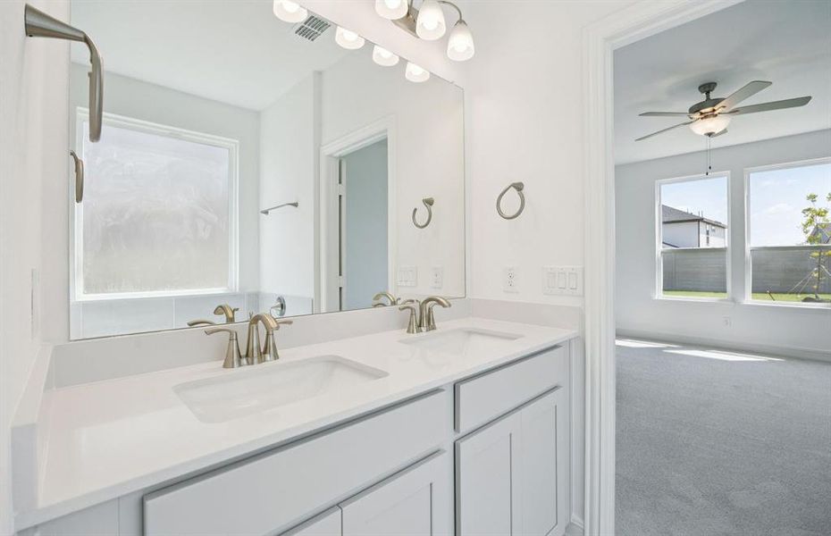 Double vanity in owner's bath