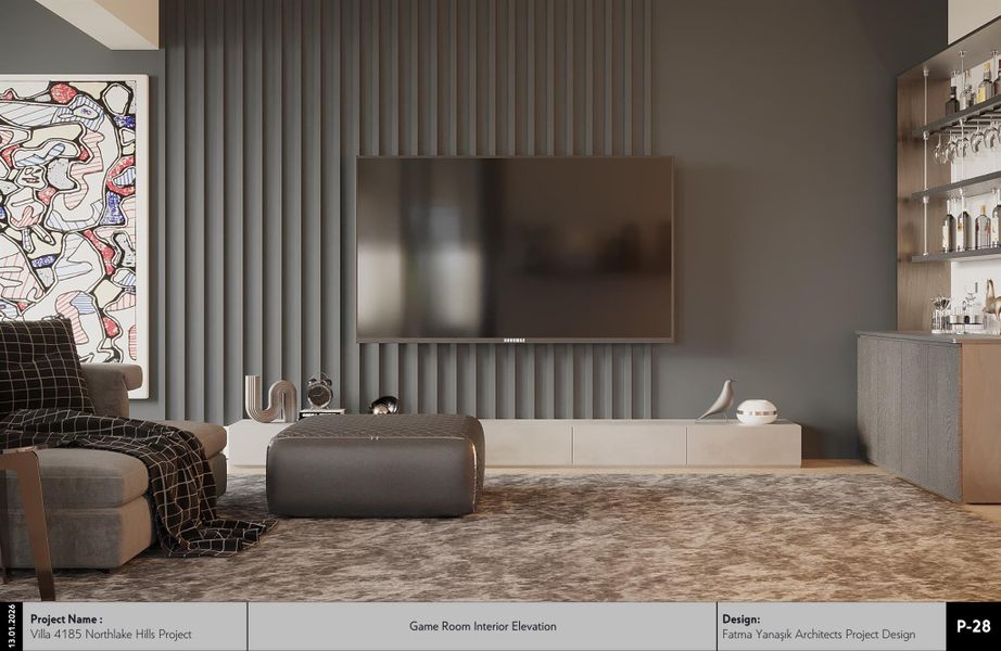 Living area featuring a bar