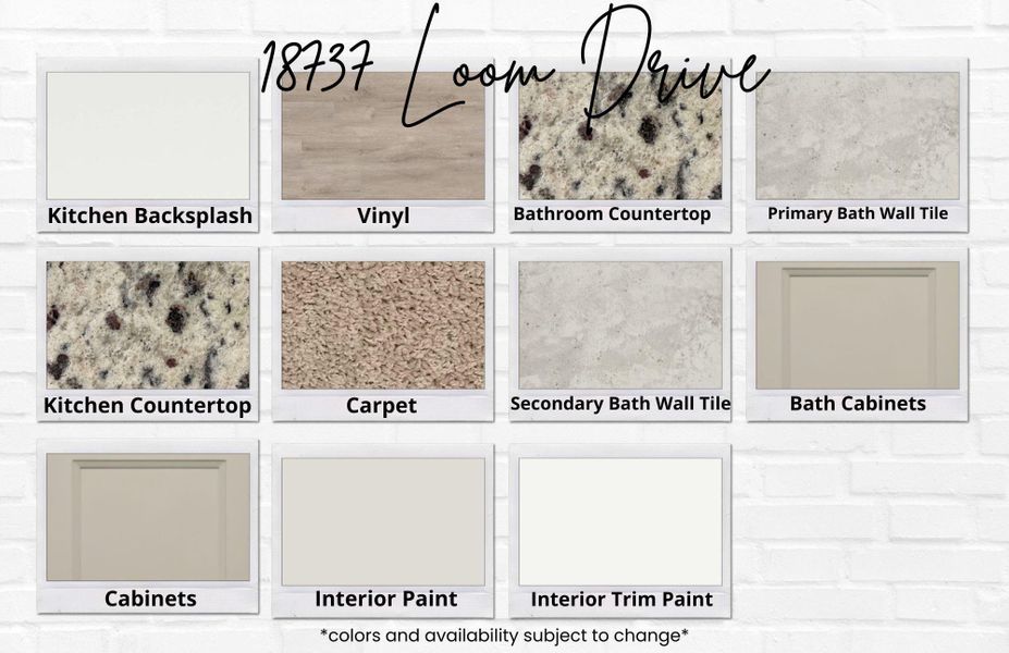 Sample of building materials used in homes in The Enclave at Spring Branch, Conroe (Image 7).