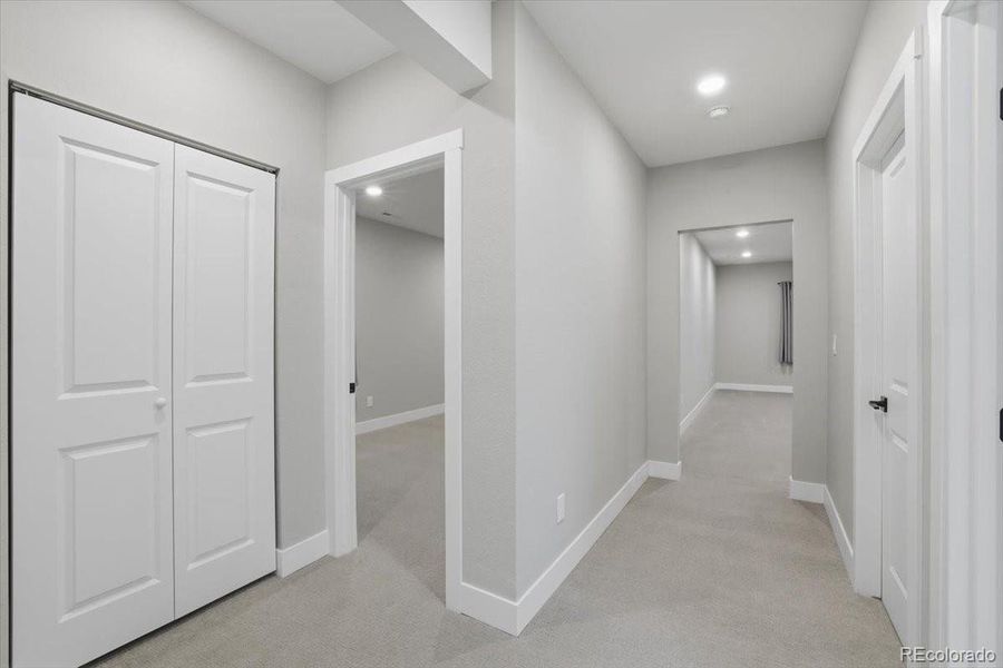he basement level has a double linen closet for extra storage.