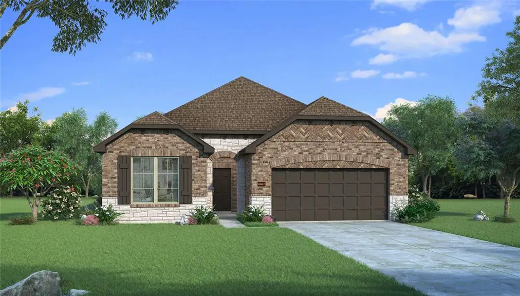 Front exterior of a new home in Devonshire, Forney, TX, highlighting curb appeal (Image 20). Front exterior of a new home in Devonshire, Forney, TX, highlighting curb appeal (Image 20).