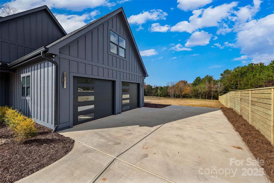 Side Load Garage with Custom Doors