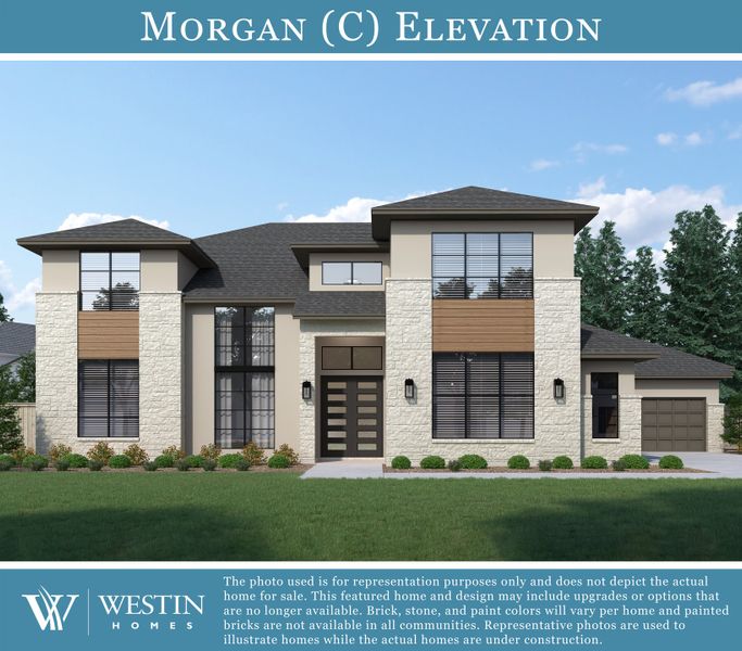 Representative exterior photo of a completed home built from the The Morgan by Westin Homes in Rough Hollow, Lakeway, TX (Image 20).