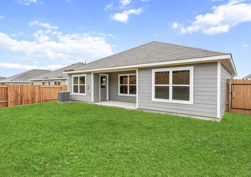 The back yard of the Blanco is fully fenced.