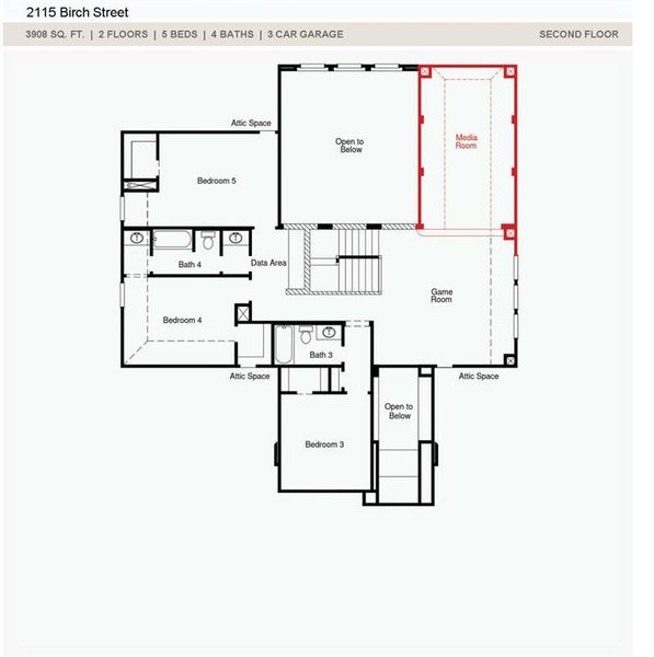 2D floor plan layout of this home in South Pointe, Mansfield, TX (Image 6).