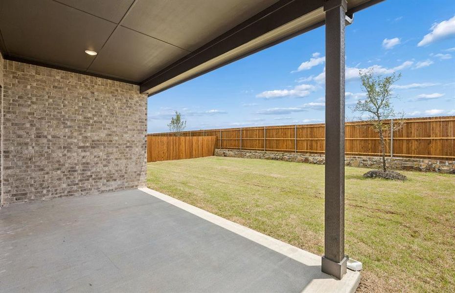 Built-in covered back patio Built-in covered back patio