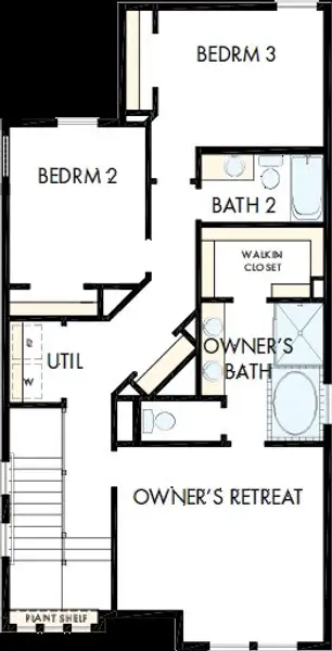 2D floor plan layout of this home in Emerald Heights at Bridgeland Central – 35’ Alley, Cypress, TX (Image 3).