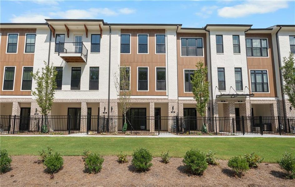 Front exterior of a new home in Ecco Park, Alpharetta, GA, highlighting curb appeal (Image 19).