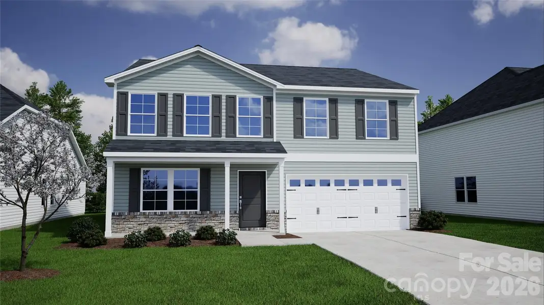 Front exterior of a new home in Piper Creek, Newton, NC, highlighting curb appeal (Image 1). Front exterior of a new home in Piper Creek, Newton, NC, highlighting curb appeal (Image 1).