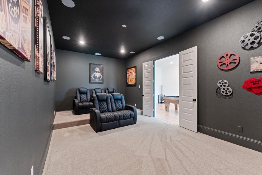 Enjoy a true cinematic experience from the comfort of home in the dedicated media/theater room.