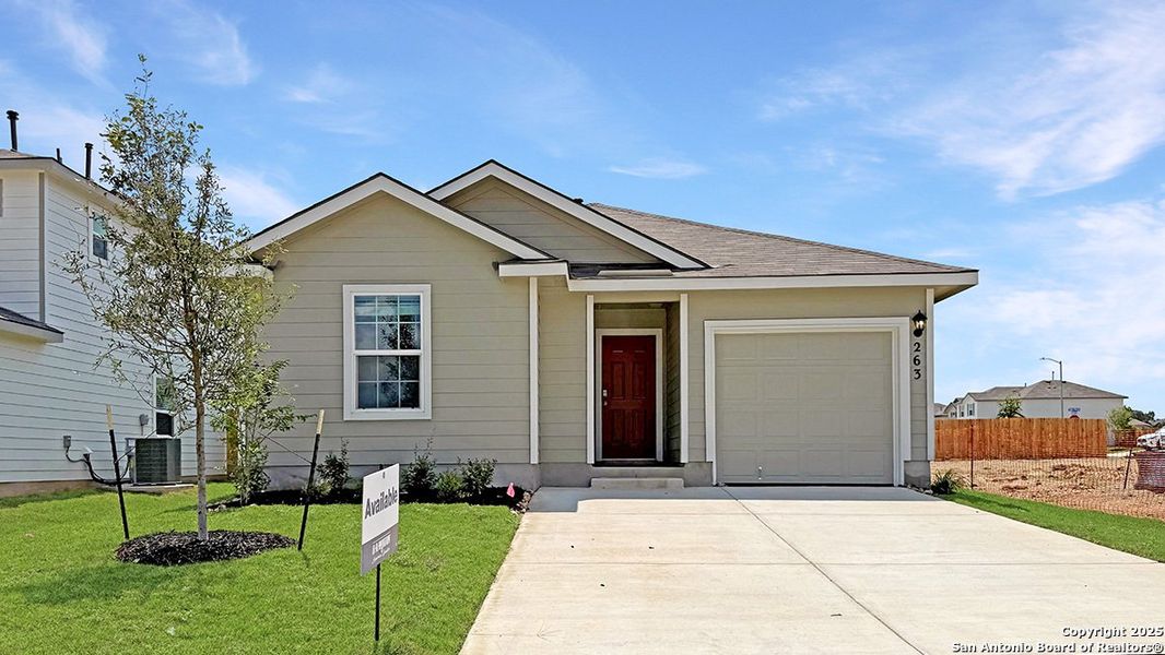 Front exterior of a new home in Redbird Ranch, San Antonio, TX, highlighting curb appeal (Image 25). Front exterior of a new home in Redbird Ranch, San Antonio, TX, highlighting curb appeal (Image 25).