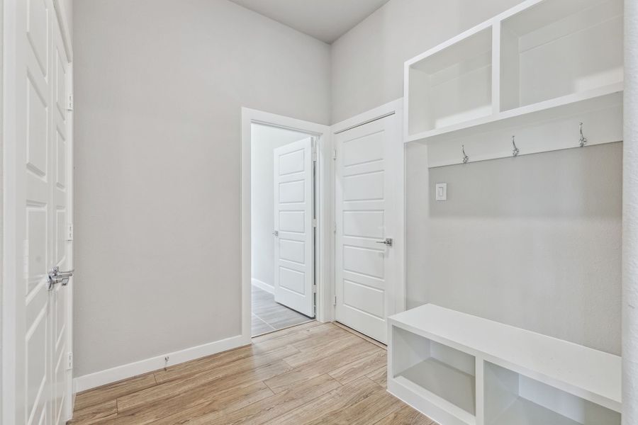 Mud Room in the Bowie home plan by Trophy Signature Homes – REPRESENTATIVE PHOTO