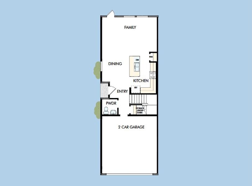 2D floor plan layout for the The Peppermill by David Weekley Homes in Waterset Townhomes, Apollo Beach, FL (Image 3).