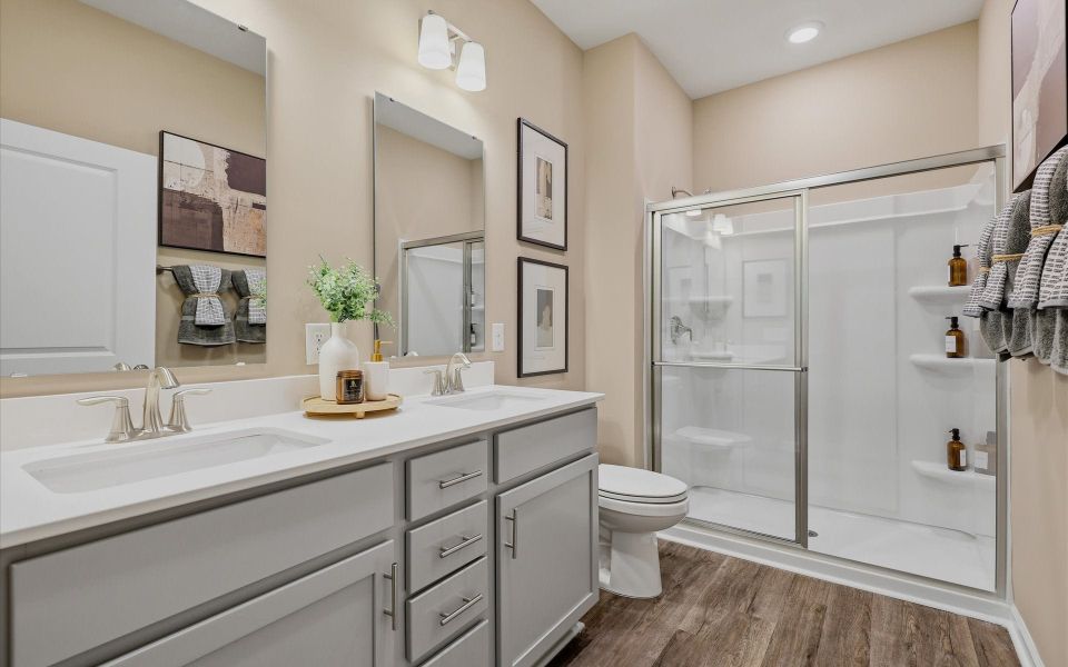 Representative furnished interior of a home built from the The Waterlily by Chesapeake Homes in Riverwalk Pointe at Mallory Creek - Townhomes, Leland (Image 16). Representative furnished interior of a home built from the The Waterlily by Chesapeake Homes in Riverwalk Pointe at Mallory Creek - Townhomes, Leland (Image 16).