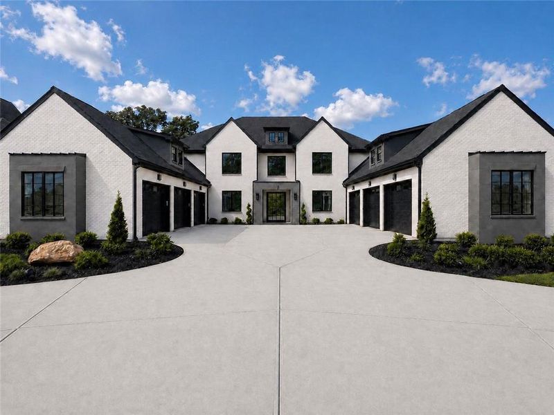 Front exterior of a new home in , Alpharetta, GA, highlighting curb appeal (Image 24). Front exterior of a new home in , Alpharetta, GA, highlighting curb appeal (Image 24).