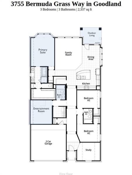 2D floor plan layout of this home in Goodland, Venus, TX (Image 2).