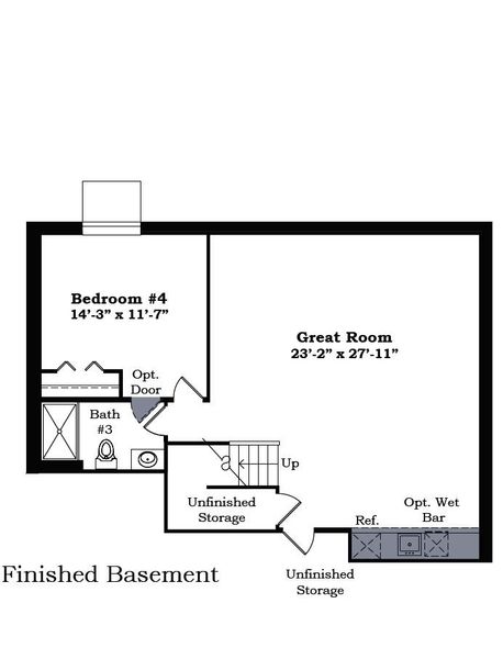 2D floor plan layout for the The Meadow by Norfolk Homes in The Meadows of Encore at Heritage Woods, Dexter, MI (Image 8).