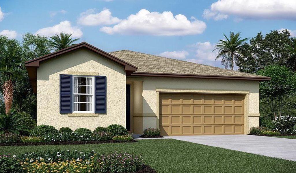 Front exterior of a new home in Seasons at Bella Vista, Dundee, FL, highlighting curb appeal (Image 4). Front exterior of a new home in Seasons at Bella Vista, Dundee, FL, highlighting curb appeal (Image 4).