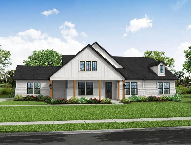 Representative exterior photo of a completed home built from the 3015 by Gracepoint Homes in Kellar Farms, Smithville, TX (Image 2). Representative exterior photo of a completed home built from the 3015 by Gracepoint Homes in Kellar Farms, Smithville, TX (Image 2).