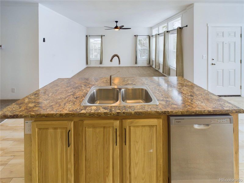 Kitchen island with sink, dishwasher, sink
