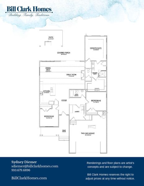 2D floor plan layout of this home in Riverside Cove, Wilmington, NC (Image 5).