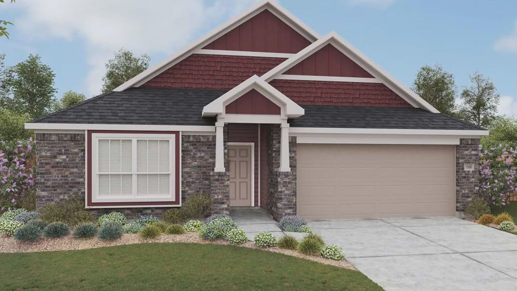 Representative exterior photo of a completed home built from the Avalon by DRB Homes in Westridge - Landmark, San Antonio, TX (Image 7). Representative exterior photo of a completed home built from the Avalon by DRB Homes in Westridge - Landmark, San Antonio, TX (Image 7).