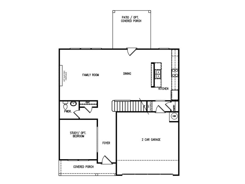 2D floor plan layout for the The Baxley by My Home Communities in Red Bird Manor, Jefferson, GA (Image 3).