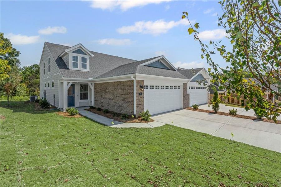 Front exterior of a new home in Villas at Gold Creek, Dawsonville, GA, highlighting curb appeal (Image 20).