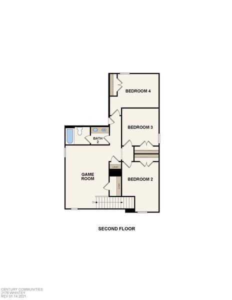 2D floor plan layout of this home in The Lakes at Black Oak Villas, Magnolia, TX (Image 3).