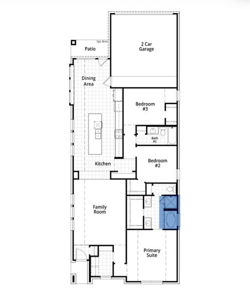 2D floor plan layout for the Dawson by Highland Homes in Mantua Point, Van Alstyne, TX (Image 4).