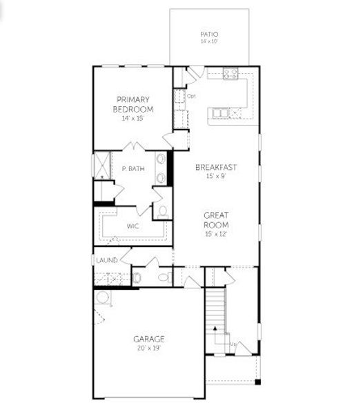 2D floor plan layout for the Hadley - Single Family Homes by Dream Finders Homes in Briley Downs, Smyrna, TN (Image 4).