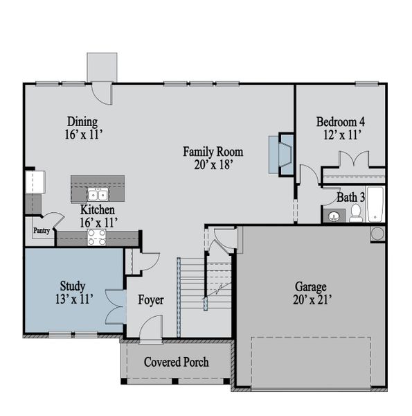 2D floor plan layout of this home in Maddox Landing, Hoschton, GA (Image 5).