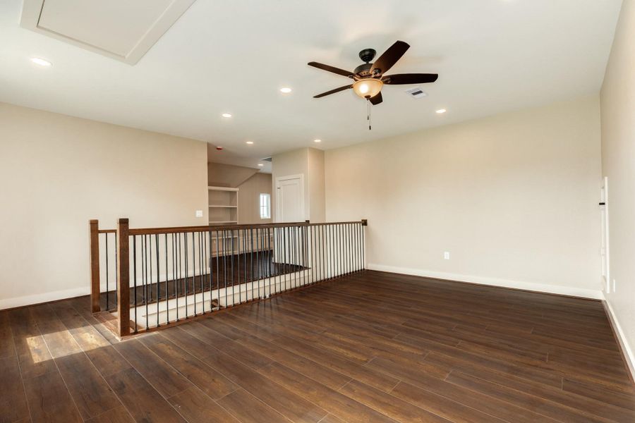 The upstairs offers a second flex living space.  Perfect for game or media room.
