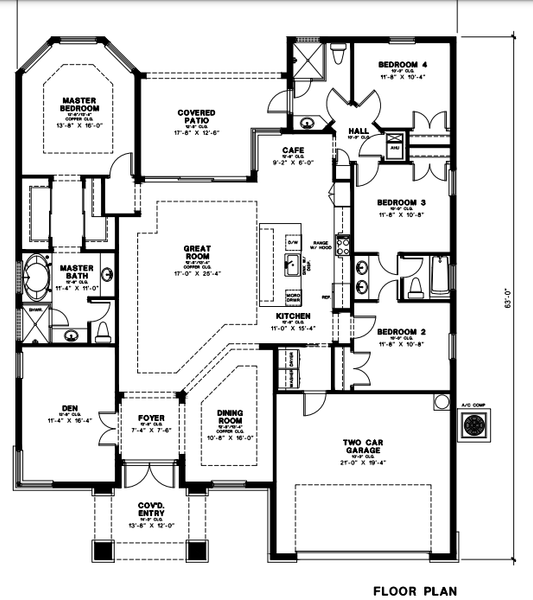 2D floor plan layout for the White Oak by Rhino Homes in The Oaks, Davie, FL (Image 5).