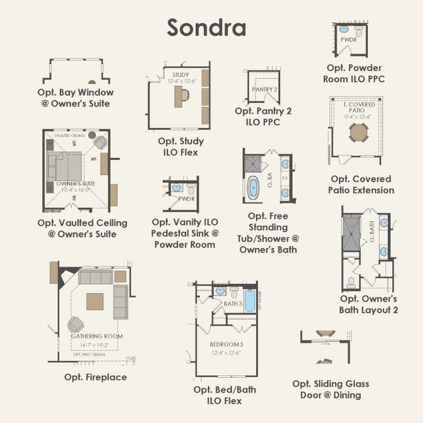 2D floor plan layout for the Sondra by Pulte Homes in Wellington, Fort Worth, TX (Image 27).